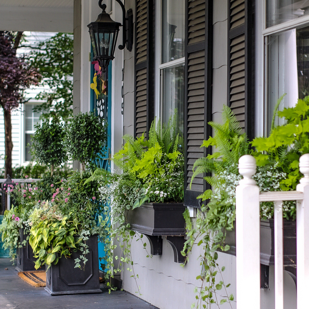front porch window boxes and container gardens